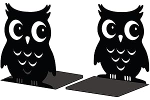 Peacoblue Metal Book Ends Stopper Holder Stand for Shelves Decorative, 13.46x10.9x15cm Modern Creative Heavy Duty Study Bookends Stoppers Holder Stand for Desk Shelf, 1 Pair (Owl)