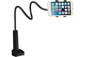 HORKTRUST Schwanenhals Handyhalterung, Handy Halter für Bett, Verstellbar Handyständer für Tisch, mit 360° Drehung, Ideal zum Anschauen von Videos und Filmen im Bett, schwarz