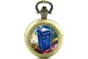 Cymru Apparel Gift Boxed Tardis Police Box Quartz Pocket/Necklace Watch