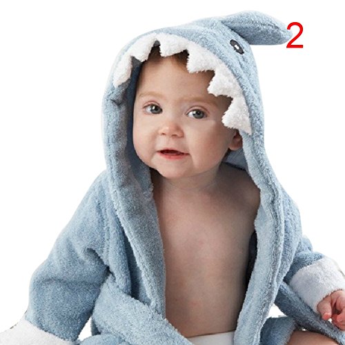 BOBORA Baby Infant Bathrobe Cute Animal Soft Hooded Towels Wrap Shark