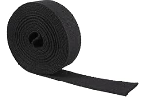 Suncoolla 5M Thicken 2.0mm Canvas Cotton Plain Weave Webbing Strap Bag Belt Tape 25/38/50mm (Black, 25mm)