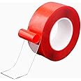 Nano Tape Traceless Washable Adhesive Tape Reusable Nano Tape Double-Sided Removable Tape for Home Wall Room Office Decor Phones Pictures Household (red, 1mm*3cm*3m)