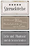 3er Set Blechschilder als Küchendekoration