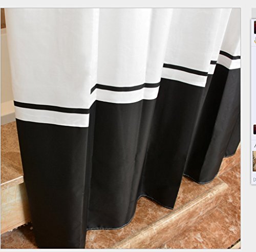 Bellabrunnen Duschvorhang aus Stoff, Anti-Schimmel Polyester Wasserabweisend,schwarz/weiß, 240cm x 200cm - 2