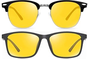 RICCARDO MATEROSSI 2 Pack Night Vision Glasses For Driving | Anti Glare HD Vision | Unisex | Premium UV400 Yellow Lenses | Prevent Eye Strain & Fatigue During Night-Time Driving Cycling Walking Running | UK Based Brand
