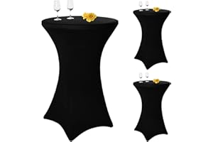 ‎PESONLOOK 3er-Set Stretch Stehtisch Husse für Bistrotisch Ø 80-85 cm Elegante ,Verstärkung im Fußbereich,40°C Maschinenwäsche ，Stretch-Husse Schwarz Hussen für Stehtische und Bistrotische（80×110cm,Schwarz)