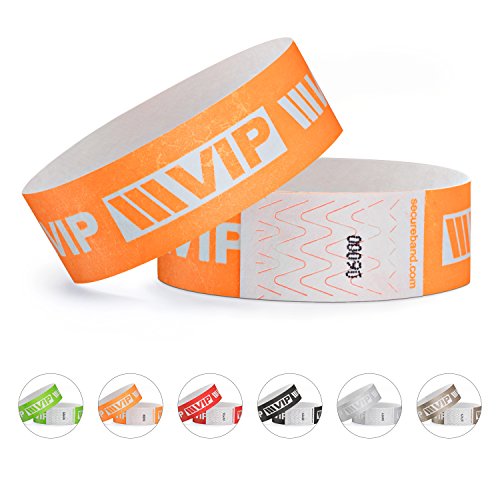 linie zwo®, Confezione da 100 braccialetti di identificazione Tyvek® 19 mm - VIP New Design, Arancione neon