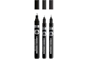 Molotow - Pennarello liquido cromato con inchiostro speciale per effetto specchio 3 pezzi 1, 2 und 4 mm Chrome