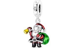 Parmuz 925 Sterling Silver Christams Charm for Bracelet Snowflake Halloween Dangle Charm Beads Santa Claus Snowman Deer Bead Charm, Merry Christmas Gifts for Women