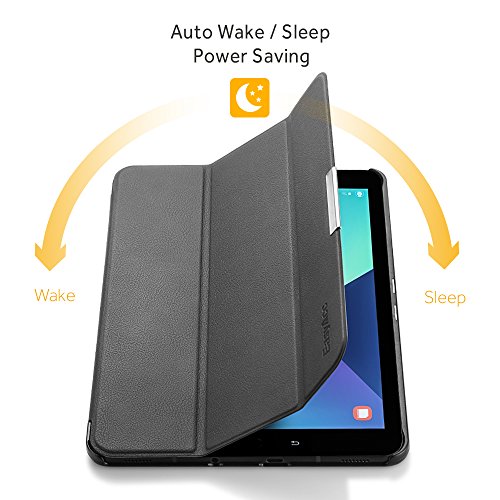 EasyAcc Samsung Galaxy Tab S3 T820/ T825 Hülle Cover mit Standfunktion / Automatische Sleep Wake Funktion PU Leder hüllen für Samsung Galaxy Tab S3 (9,68 Zoll) Smart Cover (Dunkelgrau, Kunstleder, Ultra) - 3