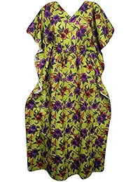 Indiatrendzs Women Kaftan Nighty Cotton Floral Printed Free Size