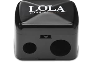 Lola Make Up by Perse Pencil Sharpener with Lid Dual 2 Holes Sharpener Eyeliner and Eyebrow Pencil Sharper Suitable for All Types of Makeup Pencils Cosmetics, Black