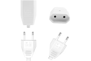 Powice 4 sztuki płaskich wtyków wtyczka euro, złącze europejskie, wtyczka 250 V, 2,5 A, 2-biegunowa, z zestykiem ochronnym (biała)