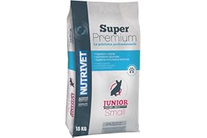 NUTRIVET - Super Premium - Junior Small - Croquettes sans Blé - Chiot - Riche en Protéines Animales - 15 kg