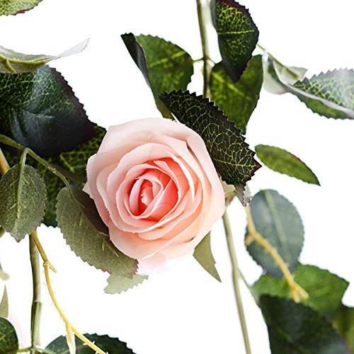Butterme 1PCS 6 FT gefälschte Rosen Rebe Blumen Anlagen künstliche Blumen Haupthotel Büro Hochzeitsfest Garten Fertigkeit Kunst Dekor Rosa - 2