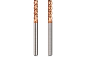 TRVOXVIQ Lot de 2 fraises en carbure de tungstène de 8 mm - 4 flûtes - Longueur de coupe : 35 mm - Fraise en spirale TiSiN Coat - 55 HRC - Pour alliage d'aluminium, acier, cuivre