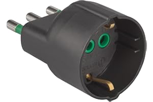 Ekon Włosko-niemiecki adapter wtyczki 16 A, wtyczka włosko-niemiecka, wtyczka 16 A, wyprodukowano we Włoszech, kolor czarny