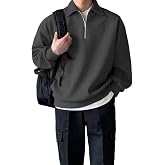 GENIUS STORE Erkek Polo Yaka Oversize Sweatshirt Yarım Fermuar Sweatshirt OVERSIZE-SWEATSHIRT