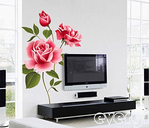 Zooarts 3D-Wandtattoo mit Rosen-Motiv, Blumen, aus Vinyl, abnehmbar - 2