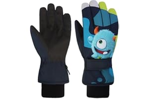 TONIFAY Waterproof Kids Gloves Winter Cold Weather Fleece Lined Thermal Warm PU Palm Snow Ski Cycling Glove Age1-13 for Boys Girls Kid Boy toddler Girl Children Skiing Snowboarding Running Walking Sport