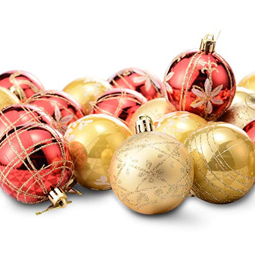 Mogomiten 24pcs Boule de Noel Ornements Noël Arbre Boules Incassable Accrochage Décoration de Noel Centres de Table pour Arbres de Noël, fête, Vacances de Noël, 6cm