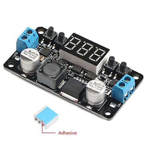DROK® LM2596 DC 5/12 Volt Einstellbare Spannungsregler mit Kühlkörper und Schraube 5-32.0V zu 0-30.0V DC Buck Converter Autobatterie Step-down Stromversorgungsmodul + Rote LED Voltmeter - 3