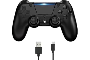 YUYIU Aggiornamento Wireless Controller per Ps4 Remote Plays-tation 4/Slim/Pro/PC, Controllori con Doppio Vibrazione Shock Speaker, Jack per Cuffie Touch Pad Six Axis Motion Control (nero)
