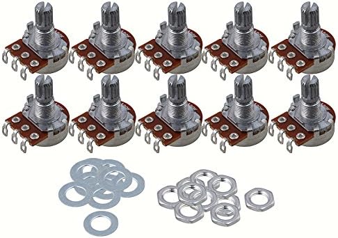 Yibuy B25k Short Shaft 15mm Linear Pot Guitar Tone Potentiometer for Electric Guitar Set of 10