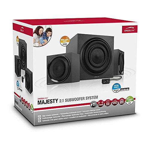 Speedlink Majesty aktives 2.1 Lautsprechersystem (45 Watt RMS Gesamtleistung, 90 Watt Peak Power, Tischfernbedienung, Holzgehäuse) schwarz reviews Speedlink Majesty aktives 2.1 Lautsprechersystem (45 Watt RMS Gesamtleistung, 90 Watt Peak Power, Tischfernbedienung, Holzgehäuse) schwarz