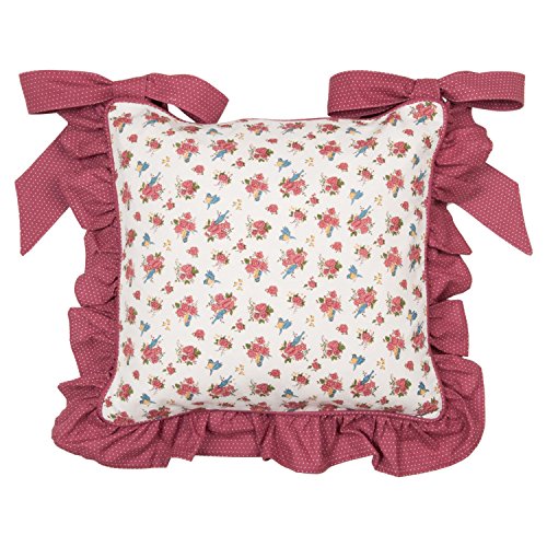 Clayre & Eef RAB25 Rose and Bird Stuhlkissen Kissenbezug Kissenhülle Kissen OHNE INLETT ca. 40 x 40 cm