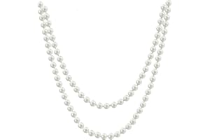 Mecool Elegante collar largo para mujer con cadena de cuentas de perlas artificiales