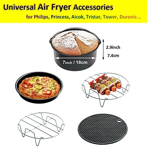 Air Fryer Accessories for Phillips Tower Duronic VonShef Salter or More Brand - Air Fryer Accessories Kits Set of 5 Fit All 3.7QT 5.3QT 5.8QT