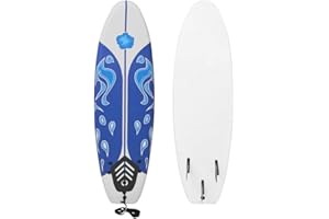 vidaXL Tavola Surf Fondo Liscio Doppie Pinne Sicura con Cordino Resistente Durevole Natante Surfboard Longboard Shortboard Sport Acquatici Blu