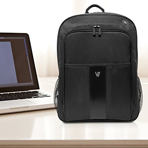 V7 CBP21-9E Professional II Business wetterbeständiges 420 Nylon Rucksack mit Kabeldurchführung für Notebook 40,6 cm (16 Zoll)/Tablet 25,7 cm (10,1 Zoll) schwarz - 7