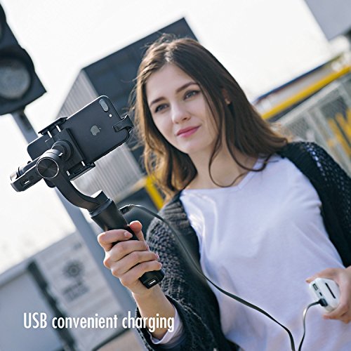 Zhiyun Smooth-Q 3-Axis Handheld Stabilizzatore a Gimbale per Smartphone da 3,5 pollici a 6 pollici in Dimensione per IPhone 7 Plus 6 Plus Samsung Galaxy S7 S6 S5 Controllo senza fili Panoramica verticale di ripresa verticale (nero)
