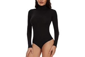 Joyshaper Body Manches Longues Femme Elégant Body String à Col Haut Bodysuit Top Automne Hiver Body Minceur Combinaison Jumpsuit