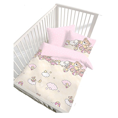 IDO Renforcé Bettwäsche 2tlg. Rosa Bären 27683-207 Bettbezug Kinder 40x60 cm / 100x135 cm
