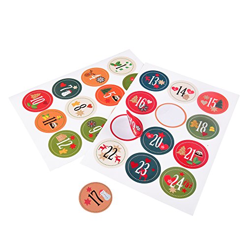 East-west Trading GmbH Adesivi per l'Avvento 2x24, per creare un calendario dell'Avvento, bellissimi motivi natalizi, diametro 40 mm ciascuno