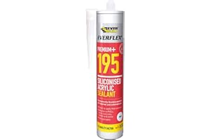 Everbuild Everflex 195 Premium+ Siliconised Acrylic Sealant – Mould Resistant – Permanently Flexible – Overpaintable – White – 300ml