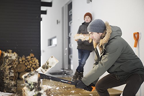 Fiskars Spaltaxt, Inklusive Klingen- und Transportschutz, Länge 70 cm, Antihaftbeschichtet, Hochwertige Stahl-Klinge/Glasfaserverstärkter Kunststoff-Stiel, Schwarz/Orange, X21–L, 2,1 kg, 1015642 - 9