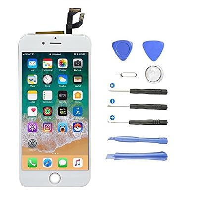 Yokimico Écran LCD Display pour iPhone 6, Yokimico Écran Tactile de Remplacement Écran LCD Retina Tout Assemblé Complet sur Chassis Pour iPhone 6 4.7 " avec Outils de Réparation (Blanc)
