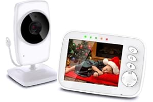 NWOUIIAY Camara Vigilancia Bebe con Pantalla LCD de 3.2" Vigilabebes con Camara Visión Nocturna Modo VOX Comunicación Bidireccional Zoom 2X Nanas et Sensor de Temperatura