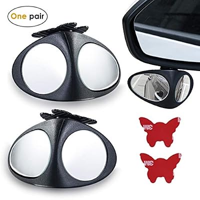 Jinxuny 2Psck Voiture Double Angle Miroir HD rétroviseur Convexe HD, Grand Angle Visible Avant et arrière Roue Miroir Zone Aveugle pour pour Toutes Les Voitures SUV camions Moto
