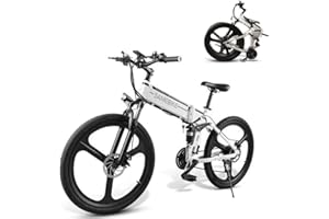 SAMEBIKE Bicicleta eléctrica 26" Fatbike Bicicleta Montaña Plegable Ebike, 48V/10Ah Batería 21 Vel,Pedal Assist,Instrumento a LCD Adultos Urbana