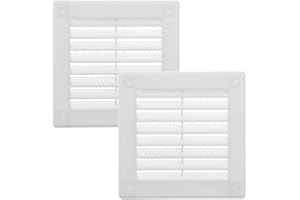 Vent Systems 100 x 100 mm 2 pezzi di copertura di ventilazione bianca – prese d'aria piatte quadrate – Protezione insetti integrata – Aperture di ventilazione HVAC per bagno, ufficio domestico