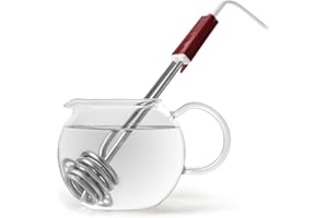 RIVIERA & BAR riviera&bar, Thermoplongeur Compact, 350W Puissant et Économe, Design Rouge et Blanc, Sécurité Anti,Surchauffe, Idéal pour Tasse/Verre, Inox, Garantie 2 Ans, TPL350FS