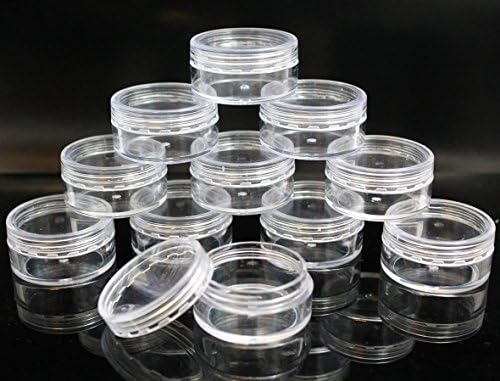 3 x 10mL CLEAR SCREW LID PLASTIC JARS POTS For Cosmetics/Powder/Mineral Make Up/Blusher/Foundation