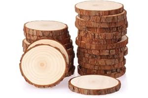 Discos de Madera, Hitopin 30 Piezas 7–8 cm Discos de Madera Natural, Rodajas de Madera, Troncos Madera Decoracion, para Bricolaje, Boda, Decoración Navideña (7 – 8 cm)