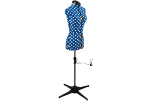 SEWING-ONLINE Maniqui Costura Ajustable Lunares Azul Claro 8-Partes | Chiquita (XS) [Talla EUR 34 a 38]