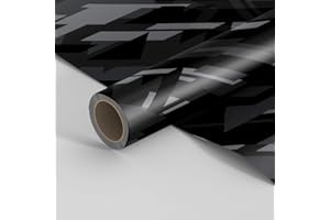 Generico LOLLOMOTO Pellicola Car Wrapping Modern Geometric Army Camo Nero Adesiva Rivestimento Auto (76x50cm)